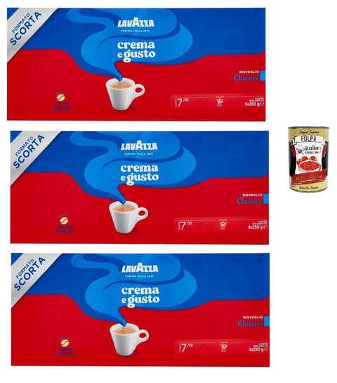 Crema E Gusto Classico, Caffè Macinato, Caffe' Italiano, Caffè Macinato, Italian Café Moulu, Convient Pour Cafetière Moka, Lot De 12x 250 Gr + Italian Gourmet Polpa