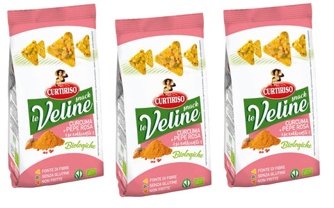 Curtiriso Le Veline Snack Curcuma E Pepe Rosa Scrokkinati Biologico Lot De 3 Collations Bio Avec Curcuma Et Poivre Rose 80 G