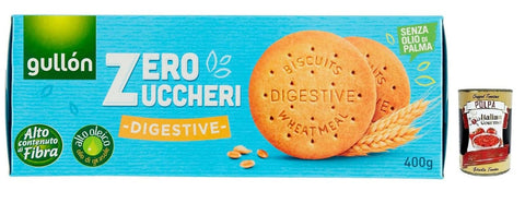 Gullón Digestive Biscotti Integrali Zero Zuccheri, Biscuits À Grains Entiers Avec Édulcorants Sans Sucre, Paquet De 400 G + Boîte Italienne Gourmet Polpa Di Pomodoro 400 G
