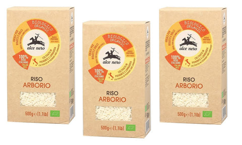Alce Nero Riso Arborio Biologico Lot De 3 Riz Bio 100 % Italien Idéal Pour Les Risottos Et Les Desserts Emballage Sous Vide 500 G