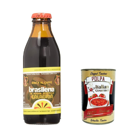 Brasilena Bibita Gassata Al Caffe Lot De 48 Boissons Gazeuses Rafraîchissantes Calabre 25 Cl Boisson Gazeuse Rafraîchissante Sans Alcool Avec Goût Café + Italian Gourmet Polpa 400 G