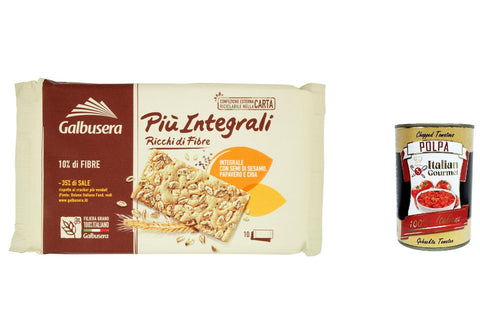 Galbusera Piùintegrali Ricchi Di Fibre, Crackers À Grains Entiers Riches En Fibres 380 G + Polpa Italian Gourmet 400 G