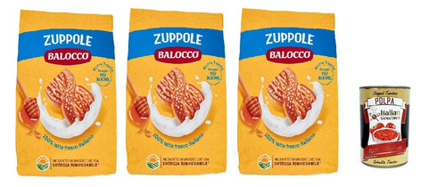 Balocco Zuppole, Biscuits Pour Le Petit Déjeuner, Biscuits Avec Du Lait Italien 100%, 3x 350g Biscuits Cookies Kuchen + Italian Gourmet Polpa 400g