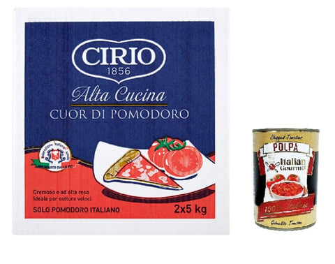 Cirio 1856 Alta Cucina Cuor Di Pomodoro Haute Cuisine Cuor Di Pomodoro Boîte 2 X 5 Kg + Italian Gourmet Polpa 400 G