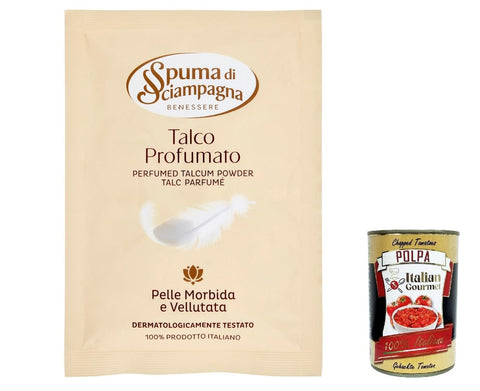 Spuma Di Sciampagna Talco Profumato Lot De 5 Poudres Corporelles Classiques Talc 75 G + Italian Gourmet Polpa 400 G