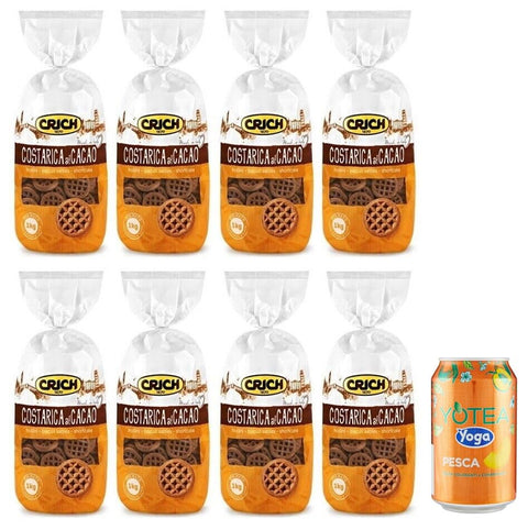 Lot De 8 Biscuits Crich Costarica Al Cacao Biscuits Biscuits Au Cacao, Sac De 1 Kg + 1 Boîte De Thé Glacé De Yoga À La Pêche 330 Ml