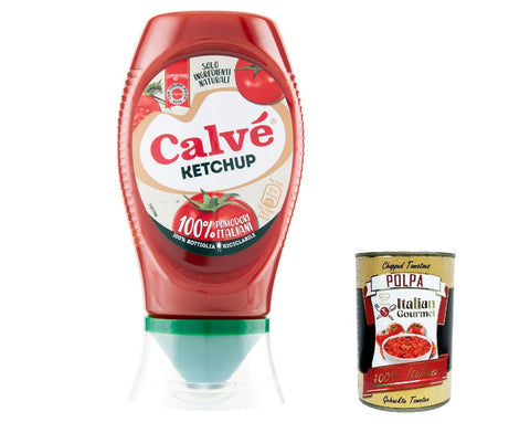 6 X Calvé Ketchup Dans Un Emballage Haut De Gamme, 100 % Tomates Italiennes, 250 Ml + Polpa Italian Gourmet 400 G