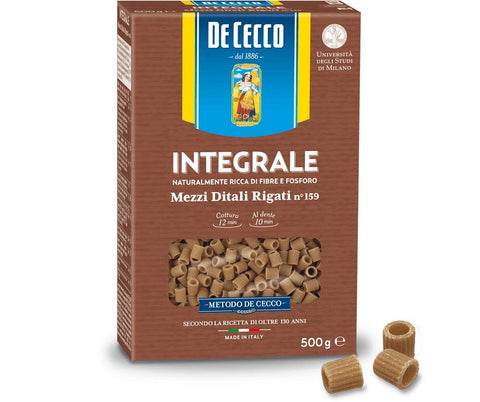 5x De Cecco Mezzi Ditali Rigati Integrali N° 159 Pâtes Italiennes À Grains Entiers 500g