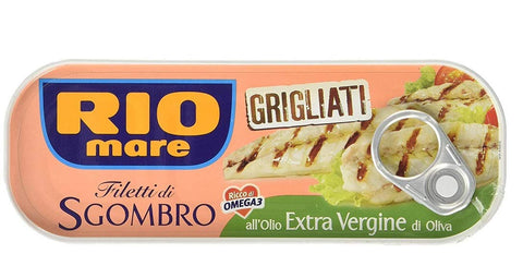 Lot De 3 Filets À Maquereau Grillés Rio Mare Filetti Di Sgombro Grigliati All'olio Extra Vergine D'oliva Avec Huile D'olive Vierge Extra 120 G Riche En Oméga 3.