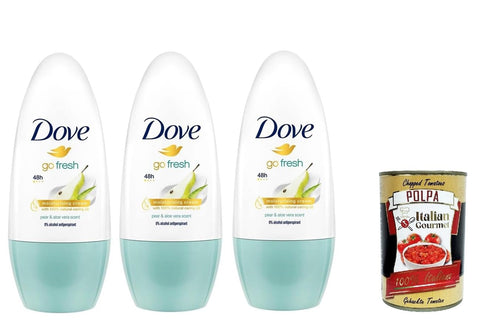 Dove Go Fresh Lot De 3 Déodorants Roll-On À L'aloe Et À La Poire Protection 48h + Italian Gourmet Polpa 400 G