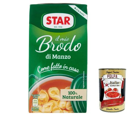 Star Brodo Lot De 6 Bouillons De Bouillon De Bœuf Liquide 500 Ml + Polpa Italien Gourmet 400 G