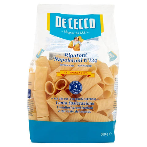 Lot De 8 Pâtes De Cecco Le Specialita' 100 % Italien Rigatoni Napoletani N°124 500 G + Polpa Italian Gourmet Polpa 400 G