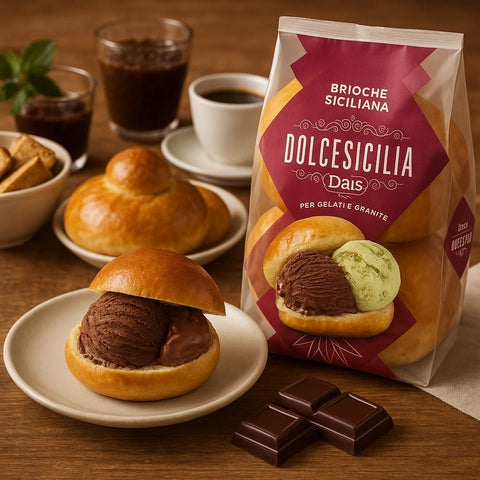 Dolcesicilia Brioche Siciliana per Gelato e Granita  Brioches siciliennes pour glaces et granités, 10 x 280 g