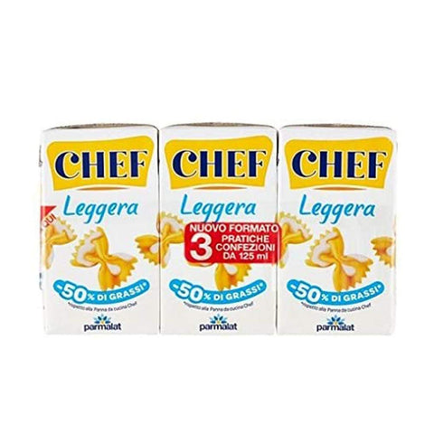 Parmalat 6 X Chef Crème Légère Pour Salées Et Desserts (3 X 125ml) -50 Fat. 100% Italienne.