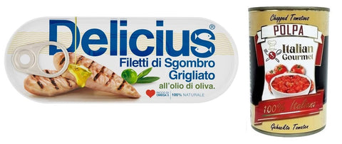 Delicius Filetti Di Sgombro Grigliati All'olio Di Olio Di Oliva, Filet De Maquereau Grillé À L'huile D'olive, Riche En Oméga 3, Poisson Bleu De Haute Qualité, Boîte De 110 G + Boîte Italienne Gourmet