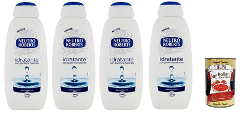 Neutro Roberts Bagnodoccia Idratante Gel Douche À La Glycérine Naturelle – Gel Douche Aide À Hydrater Et À Nettoyer La Peau 4 X 450 Ml + Italian Gourmet Polpa 400 G