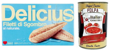 Delicius Filetti Di Sgombro Al Naturale Lot De 10 Filets De Maquereau Naturels Riches En Oméga 3, Poisson Bleu De Haute Qualité, 125 G + Boîte De 400 G