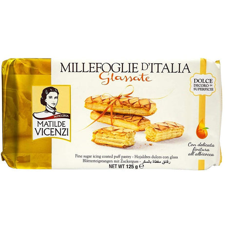 Matilde Vicenzi Millefoglie D'italia Glassate Lot De 6 Biscuits Glacés À L'abricot 125 G