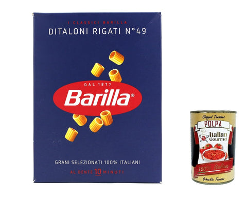 Pasta Ditaloni Rigati N°49 Lot De 10 Pâtes Italiennes 500 G + Italian Gourmet Polpa 400 G