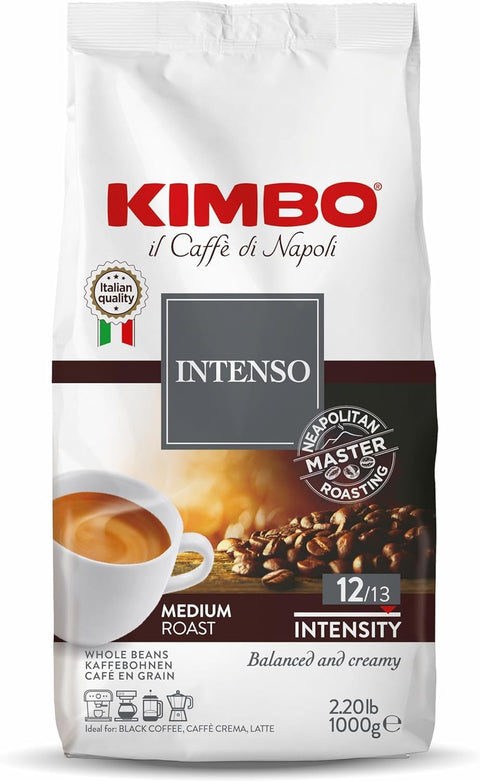 Kimbo - Café Intenso - Café Grain - Café Italien Authentique - Intensité 12 / Medium Roast - Lot De 6 Paquets De 1 Kg
