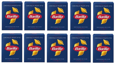 Barilla Lot De 10 Coquillages Rigate Italian Pâte No. 93. 500 G.