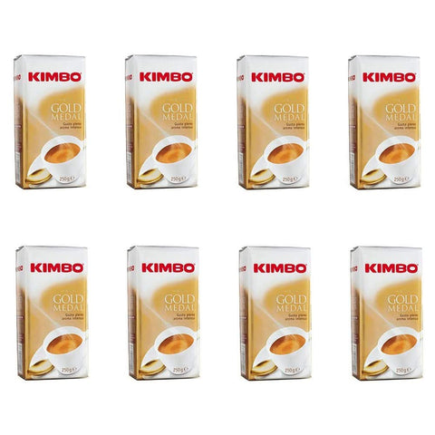 Kimbo Arôme Doré 8x250g Café Moulu Machine À Café - 0.55 Livres - Caffeiné - Rôtissage Sombre - Allergène Libre - Blend - Amérique Du Sud