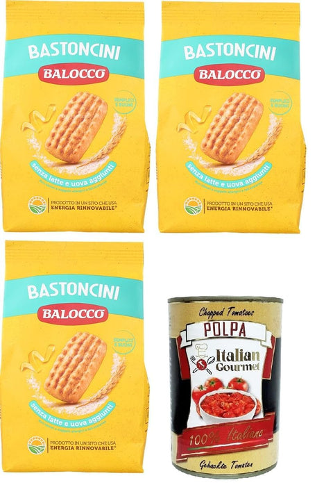 Balocco Bastoncini Biscotti Avec Une Note De Citron Pour Le Petit Déjeuner 3x 350g Cookies Biscuits + Italian Gourmet Polpa 400g