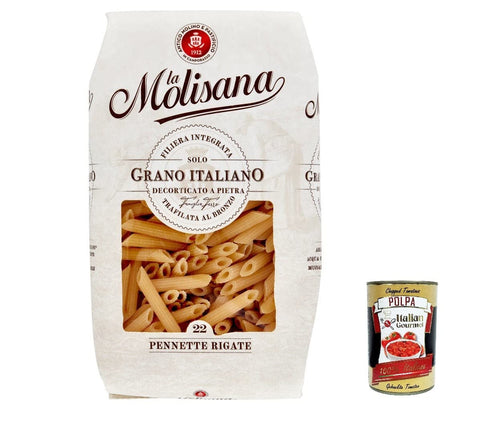 La Molisana Pennette Rigate N. 22 Pasta Lenta Lavorazione Lot De 5 Pâtes En Semoule De Blé Dur Bronze 500 G + Polpa Italian Gourmet 400 G