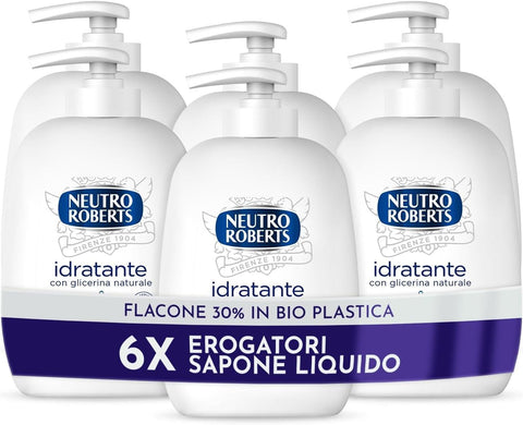 Neutro Roberts, Savon Liquide Hydratant À La Glycérine Savon Liquide Pour Les Mains Aux Ingrédients Naturels - Flacon En Plastique Bio Recyclable - Lot De 6x200ml
