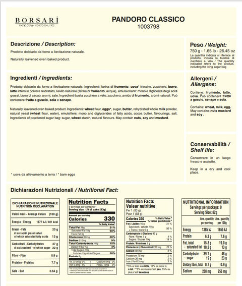 Borsari Traditional Pandoro Shopper 750gr