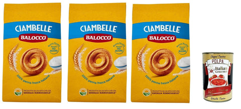 Balocco Ciambelle Biscotti, Biscuits Pour Le Petit Déjeuner, 3x 350g Biscuits Cookies For Breakfast + Italian Gourmet Polpa 400g