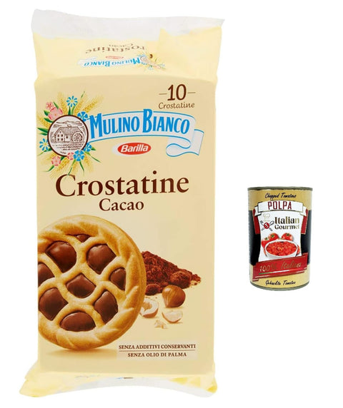 Mulino Bianco Crostatina Lot De 6 Crèmes De Cacao Et Noisettes – Petit Déjeuner Et Collation Sucrée Pour L'après-Midi – 10 Tartelettes (400 G) + Italian Gourmet Polpa 400 G