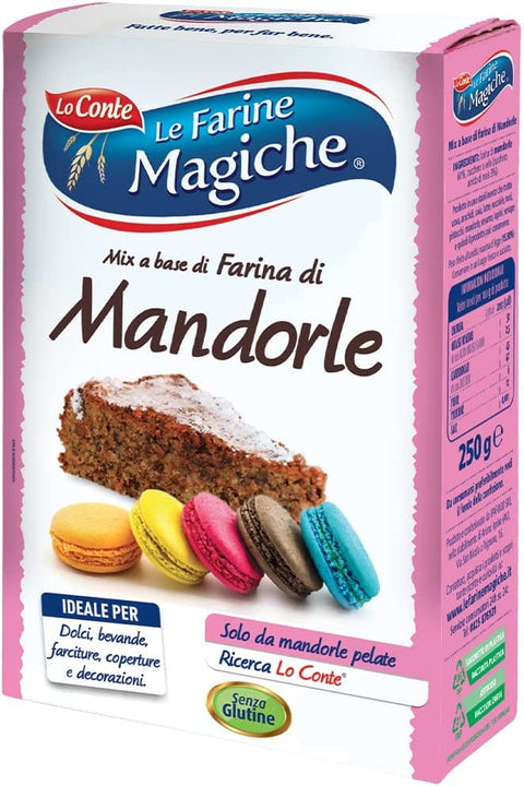 Lot De 3 Farine D'amande Lo Conte Le Farine Magique Farina Di Mandorle Sans Gluten Et Lactose, Idéal Pour Les Desserts Et Les Boissons, 250 G