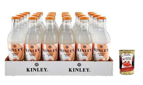 Kinley Lot De 24 Bouteilles En Verre De 200 Ml De Bière Au Gingembre Excellent Pour La Mixologie, Pour Boissons Rafraîchissantes, Bouteille En Verre Recyclable, Boisson Non Alcoolisée + Italian