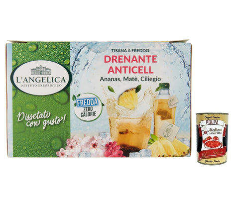 L'angelica Tisana Drenante Anticell Tisane Froide Avec Notes D'agrumes De Pamplemousse Et De Notes Sucrées D'ananas Et De Cerise 18 Filtres + 400 G Gourmet Italian Gourmet Polpa Di Pomodoro