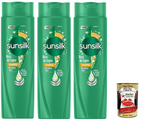 Sunsilk Dream Curl Lot De 3 Shampooings Pour Cheveux Bouclés Définis Et Élastiques 250 Ml + Polpa Italien Gourmet 400 G