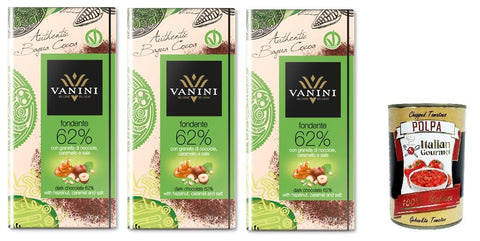 Vanini Nuova Bagua Lot De 3 Boîtes De 62 % Chocolat Foncé Avec Noisettes Hachées, Caramel Et Sel 100 G