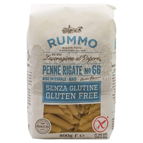 Rummo - Penne Rigate N.66 Sans Gluten Bronze Dessiné - 12 Paquets De 400 G