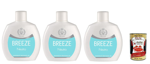 Breeze Neutro Squeeze Déodorant Sans Gaz Et Sans Sels D'aluminium Déodorant Parfumé 48 H 3 X 100 Ml + Italian Gourmet Polpa 400 G