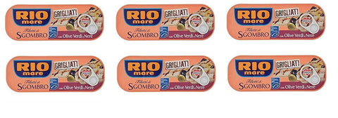 Rio Mare Sgombro Lot De 6 Filets À Maquereau Grillés Avec Olives Vertes Et Noires 120 G