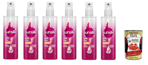 Sunsilk Scintille Di Luce Glossy Spray Per Capelli Spenti E Crespi Lot De 6 Sprays Scintillants Légèrement Brillants Pour Cheveux Ternes Et Crépus 200 Ml + Polpa Italien Gourmet 400 G