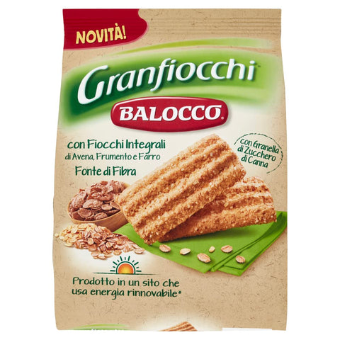 Balocco Granfiocchi Biscotti Integrali Biscuits À Grains Entiers Biscuits À Grains Entiers Et Grains De Sucre Brun 700g