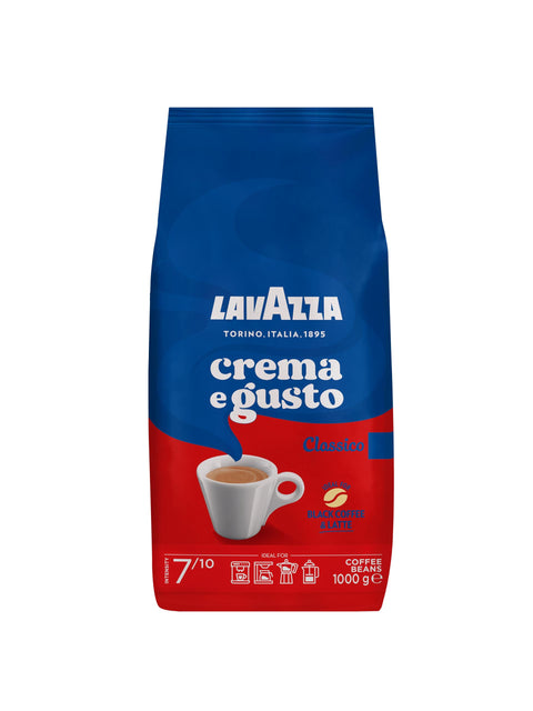 Lavazza, Crema E Gusto Classico Grains De Café Torréfiés Aux Notes Aromatiques Épicées, Idéal Pour Les Grains De Café Expresso, Arabica Et Robusta, Intensité 8/10, Torréfaction Foncée, 1 Paquet De 1