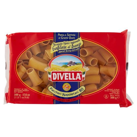 Divella Paccheri Napoletani N. 80 Lot De 12 Pâtes À La Semoule De Blé Dur 500 G + Boîte Italienne Gourmet Polpa Di Pomodoro 400 G