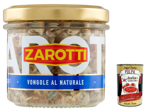Zarotti Lot De 6 Vongoles Al Naturale Sgusciate « Moules De Vénus Sans Coque » En Saumure 130 G + Italian Gourmet Polpa 400 G