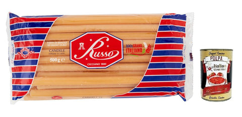 Russo Candele N°73 Pâtes À Semoule De Blé Dur, 100 % Blé Italien, Paquet De 500 G + Boîte De 400 G