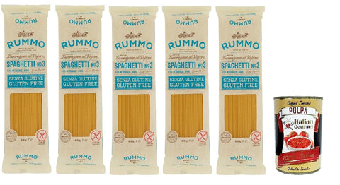 Rummo Pâtes, Spaghetti, Sans Gluten, Sans Gluten, En Bronze, Parfaites Pour Les Personnes Souffrant De La Maladie Cœliaque Ou D'intolérance Au Gluten, 5 X 400 G, Avec Italian Gourmet Polpa