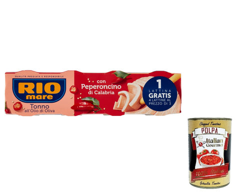 Rio Mare Tonno All'olio Di Oliva Con Peperoncino Di Calabria Tonno All'olio Di Oliva Con Peperoncino Di Calabria 80 G + Polpa Italian Gourmet Polpa 400 G