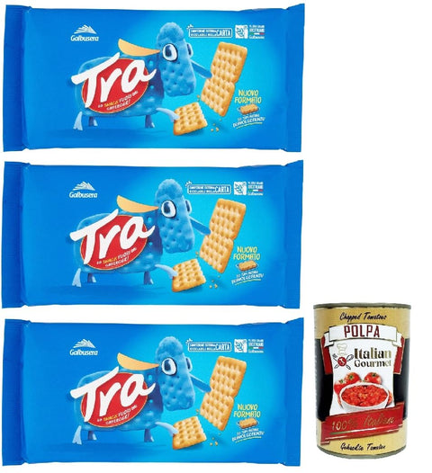 Galbusera Crackers Crackers Salati Pâtisserie Salée 3 X 250 G, Savoureux Snack Biscuits D'italie + Polpa Gourmet Italien 400 G