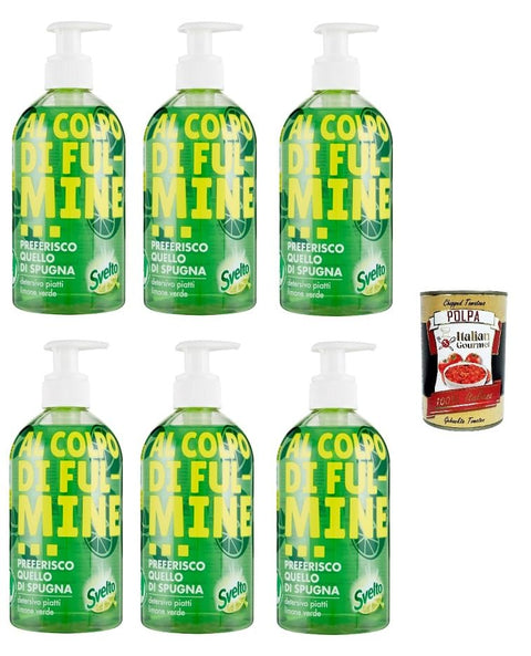 Svelto Green Lemon Lot De 6 Bouteilles De Liquide Vaisselle Édition Limitée Avec Jus De Citron, Liquide Vaisselle Parfumé Aux Agrumes, Bouteille Pratique Avec Bouchon Distributeur, 450 Ml + Italian